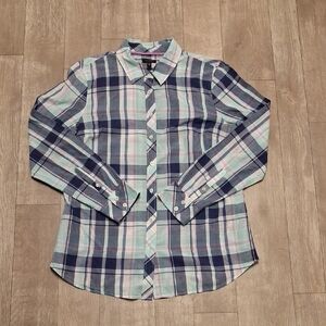 Womens Talbots Plaid‎ Button Down Casual Shirt